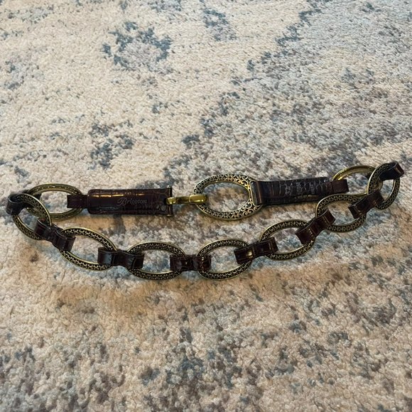 Brighton Accessories - Brighton | Brown Croc Leather Gold Oval Chain Link Decorative Belt B30958 Sz 32